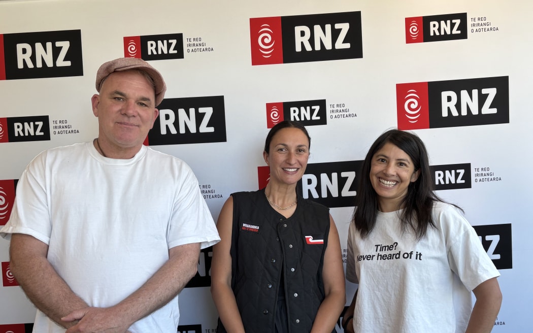 Mark Williams, Kara Rickard and Yadana Saw at RNZ
