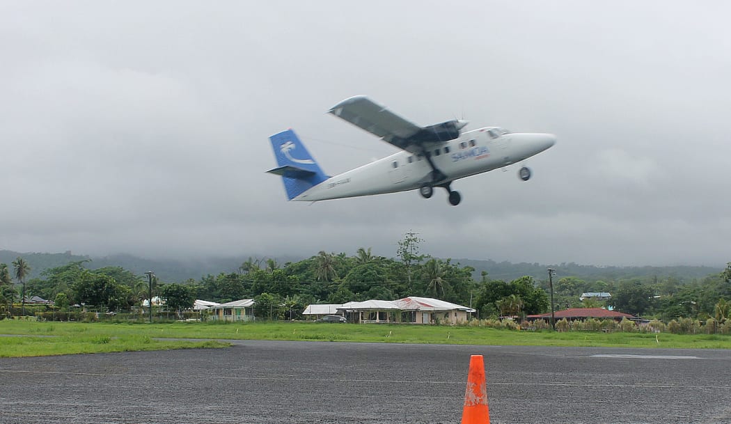 A light aircraft taking off from Samoa's Fagali'i airstrip which has now been closed over safety concerns especially during turbulent weather. January 2020