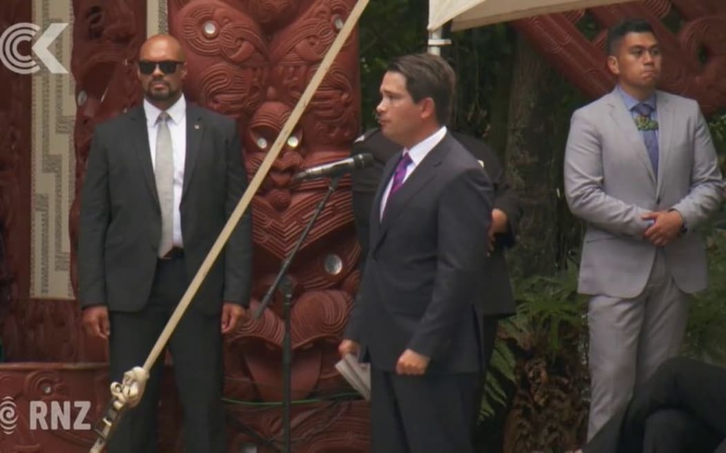 Simon Bridges speaks at Waitangi