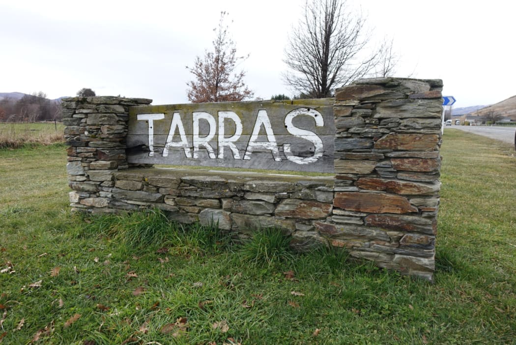 The sign for Otago town Tarras, where land has been bought for a potential airport.