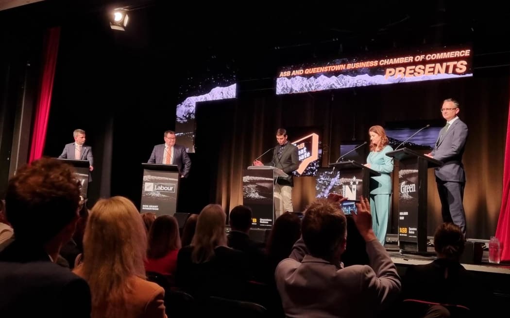 Four finance spokespeople for the political parties take part in the ASB Great Debate in Queenstown on 14 September, 2023.