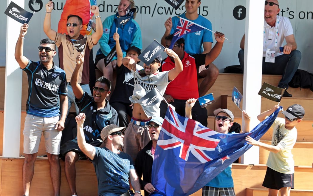 Black Caps fans as the fan zone
