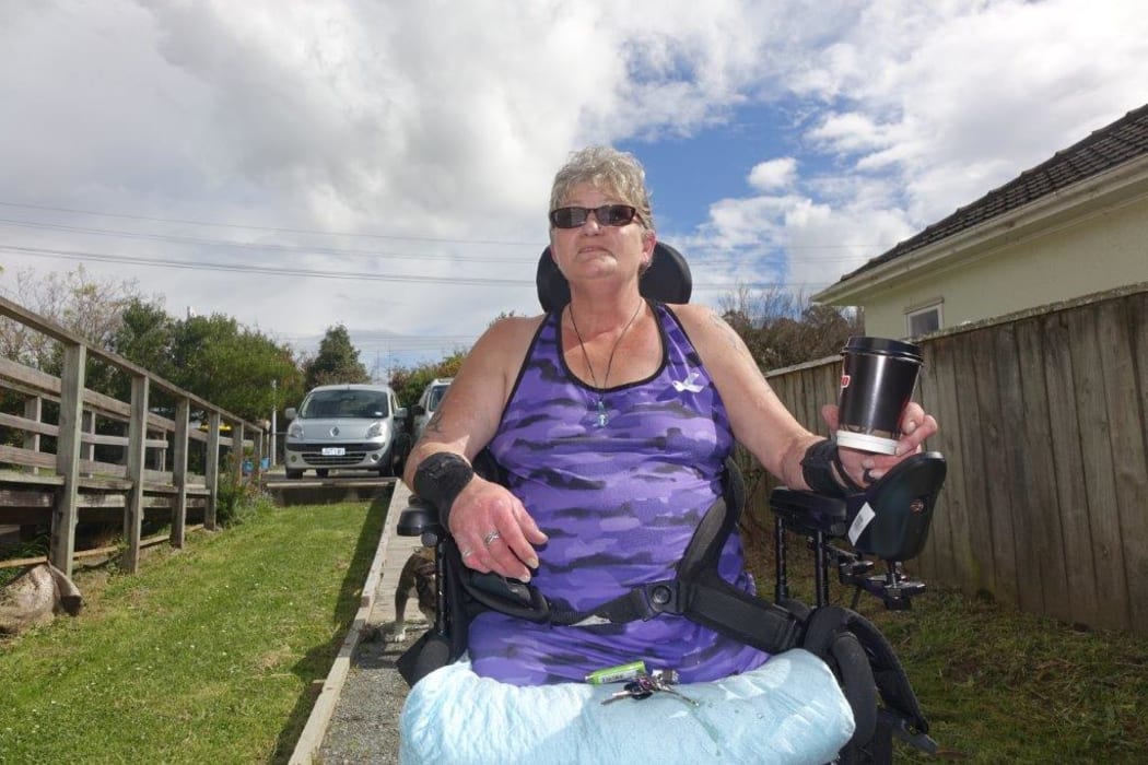 HNZ tenant Donna Sutherland on the access path she paid to have built.