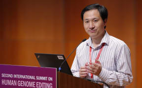 He Jiankui speaks during the Human Genome Editing Conference in Hong Kong. Jiankui carried out controversial gene editing of embryos