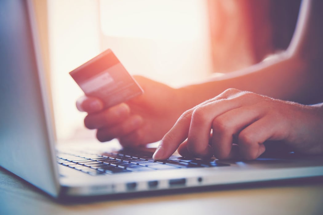 Credit card at computer