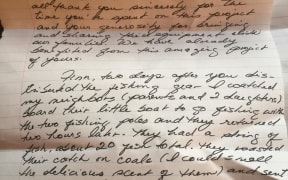 Handwritten thank you note from the village of Utulei, Tonga