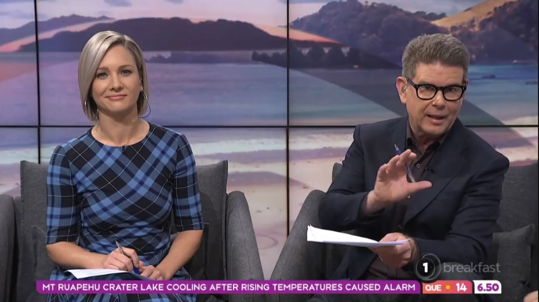 John Campbell and Hayley Holt on TVNZ's Breakfast