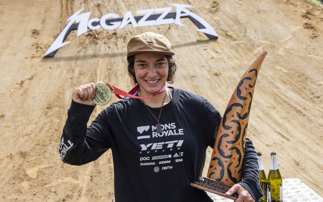 Robin Goomes wins the Maxxis Slopestyle at Crankworx in Rotorua.