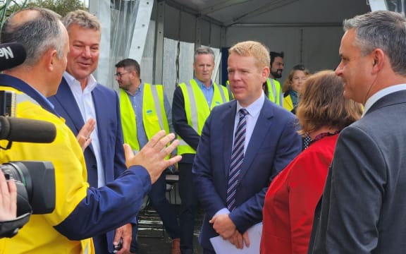 Chris Hipkins, Megan Woods and James Shaw at NZ Steel at Glenbrook