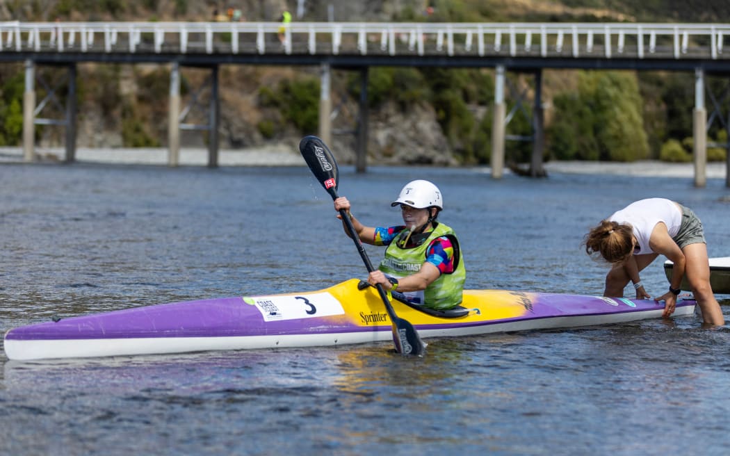 Coast to Coast Longest Day women's winner Deborah Lynch on the kayak leg. 8 Feb, 2025.