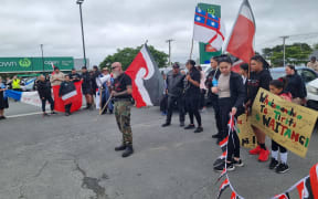 Close to 200 people have gathered in Dargaville on 14 December to protest against the Kaipara mayor.