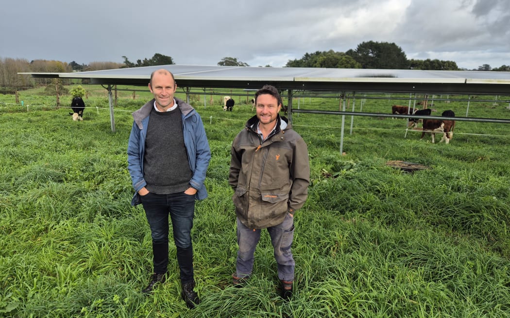 Lightyears Solar co-founder and head of development Matt Shanks and farmer Nigel Upchurch.