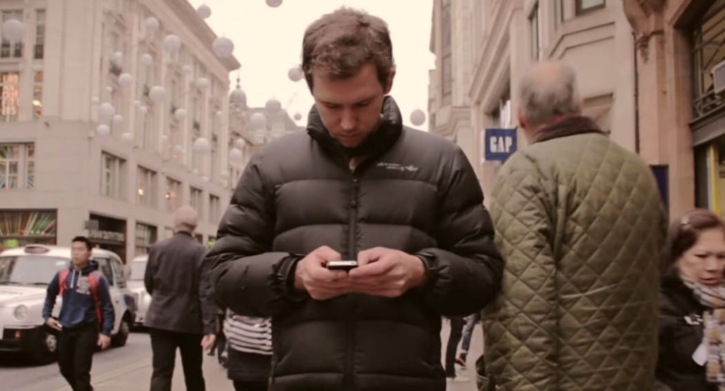 A screenshot from 'Look Up', a video uploaded to YouTube by Gary Turk