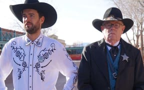Jack and Michael Whitehall in the Netflix series, Travels with my Father.