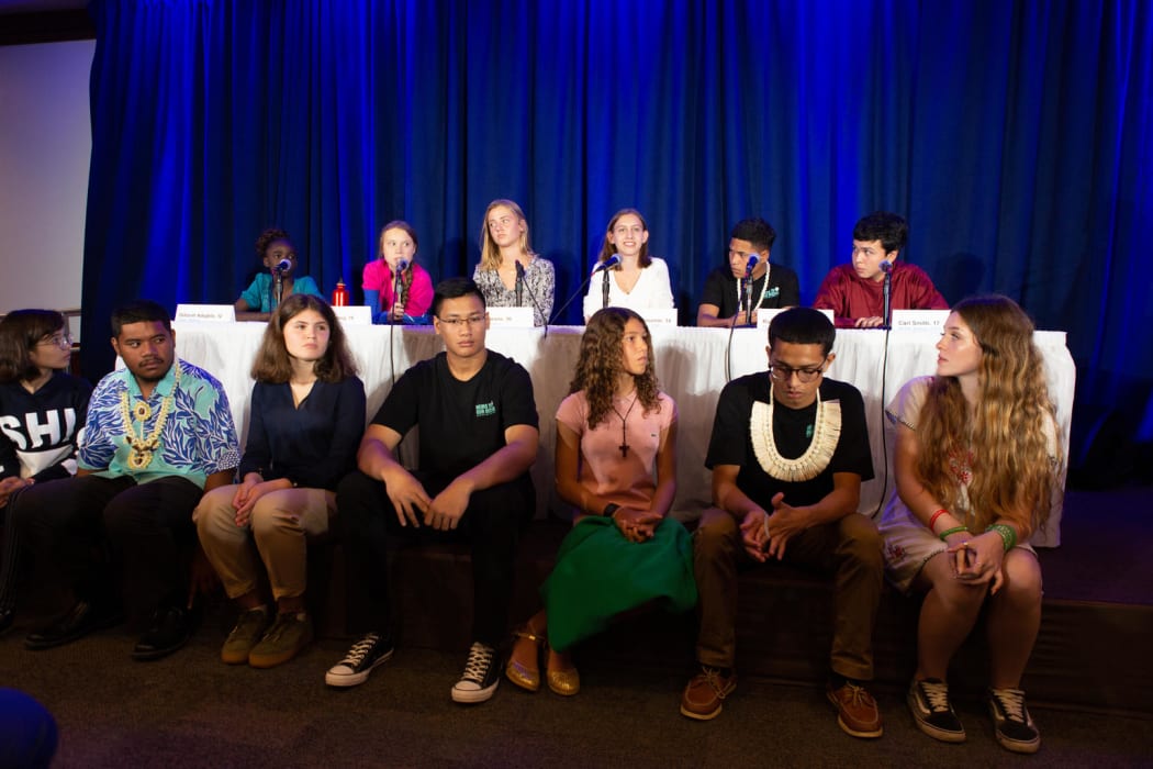 The young people speaking about climate change at UNICEF in New York, September 23, 2019