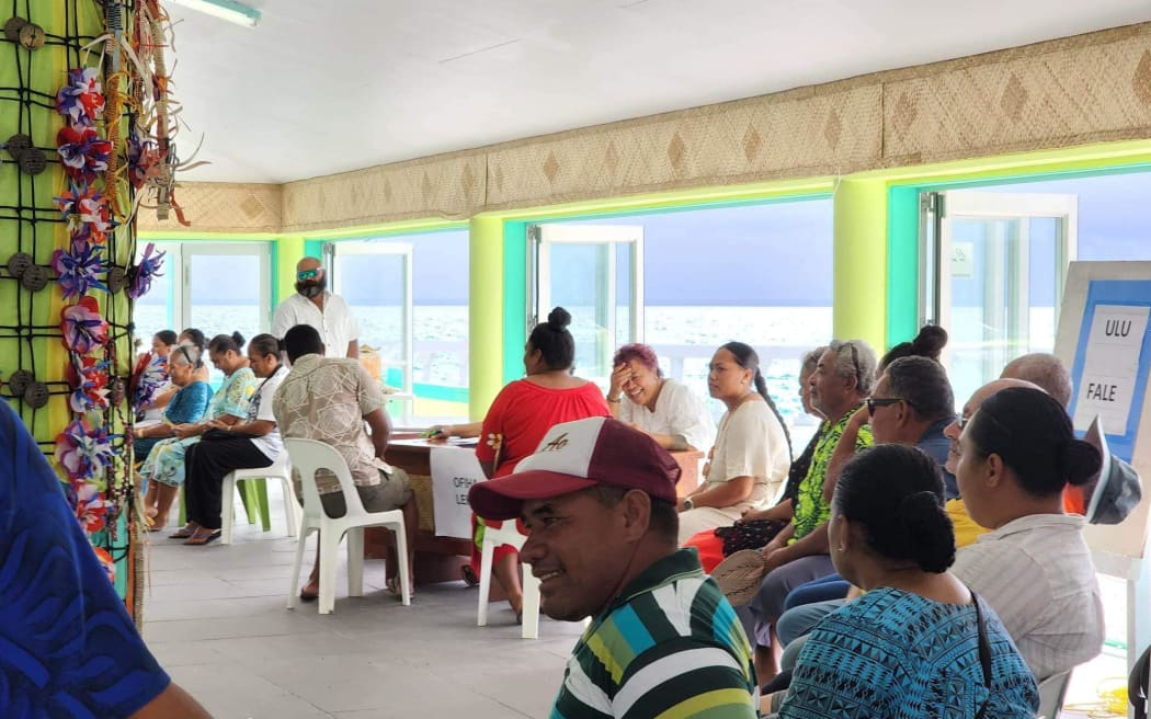 Nukunonu residents at 2023 election polling station.