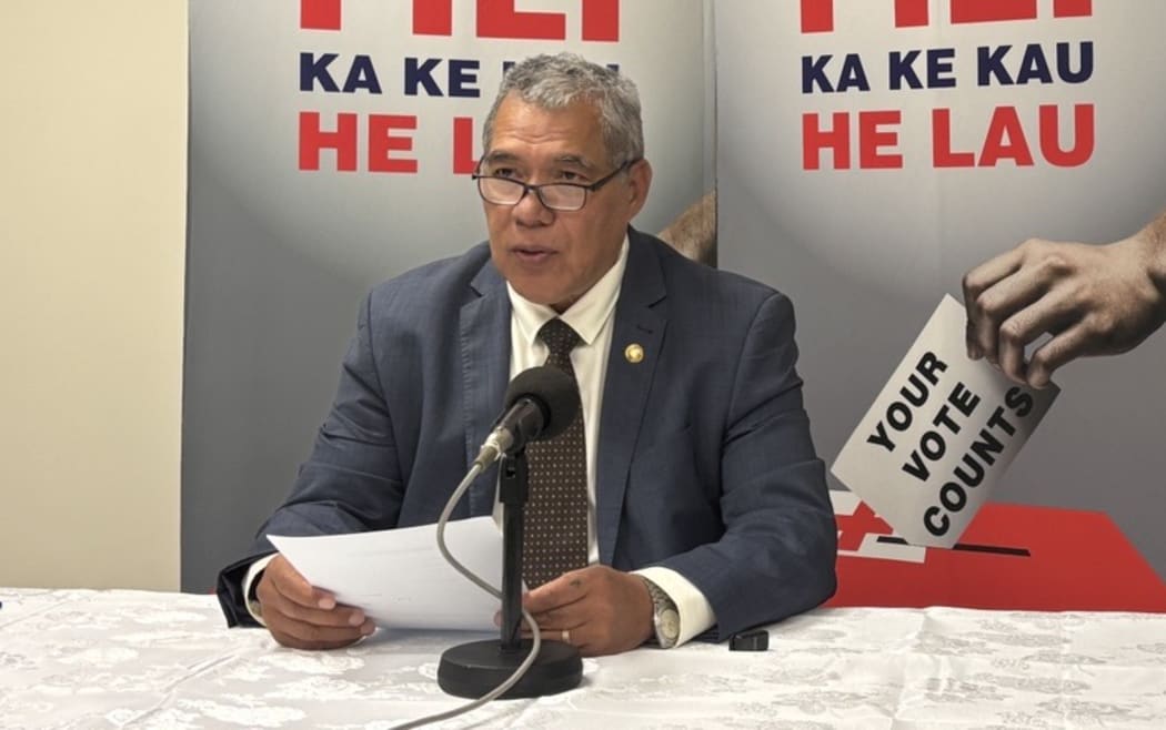 Pita Vuki, Supervisor of Elections, reads out the results of Tonga’s 2025 general elections. 20 November 2025