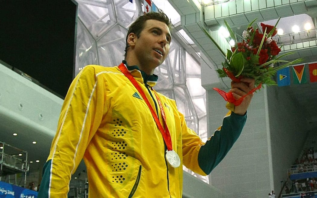 Grant Hackett after winning a silver medal at the Beijing Olympics in 2008