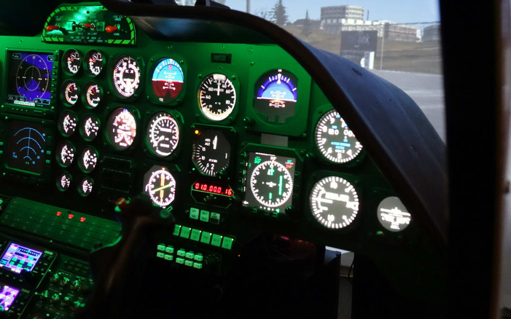 The cockpit of the Auckland Rescue Helicopter Trust's new flight simulator.