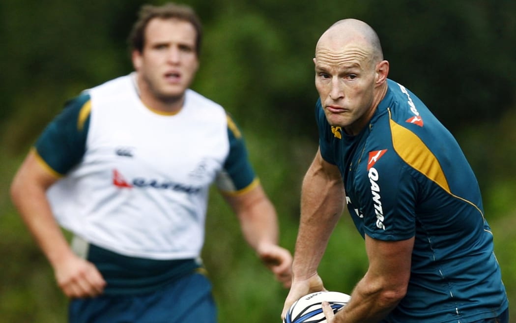 Stirling Mortlock at during a Wallabies training session in 2009.
