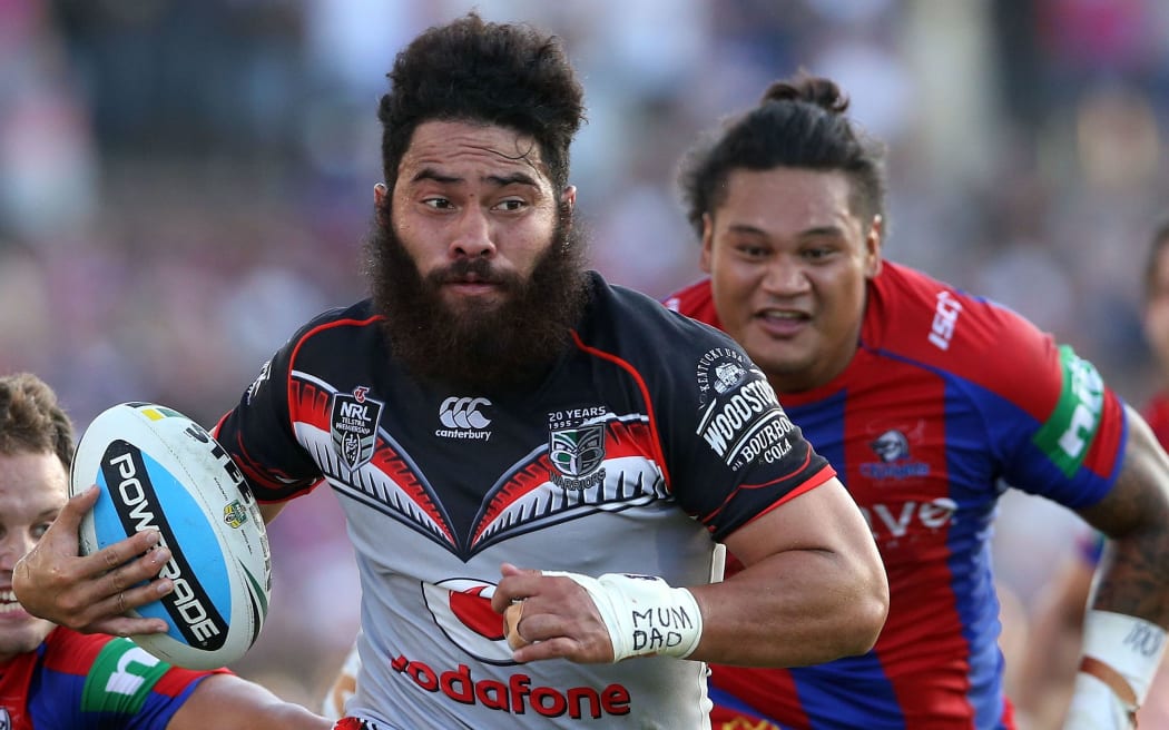 The Warriors centre Konrad Hurrell in action.