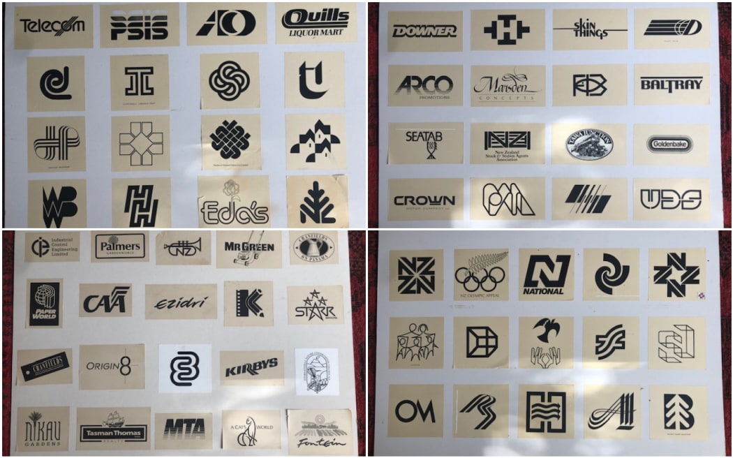 A montage of the logos designed by Wellington designer and graphic artist Colin Simon.