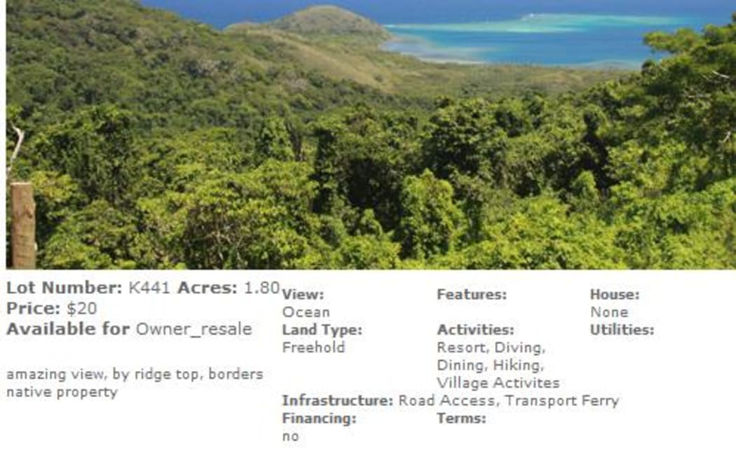 Land offered cheaply on Koro Island