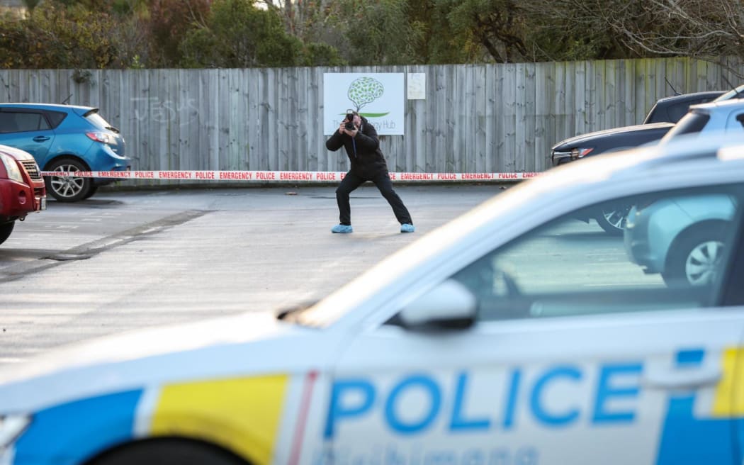 Police at the scene of an unexplained death in Riccarton, Christchurch on 19 June.