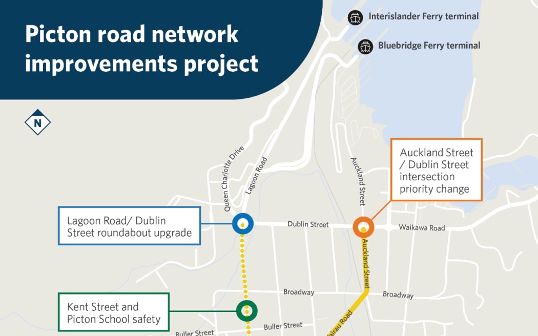 The planned changes to the road network in Picton. 