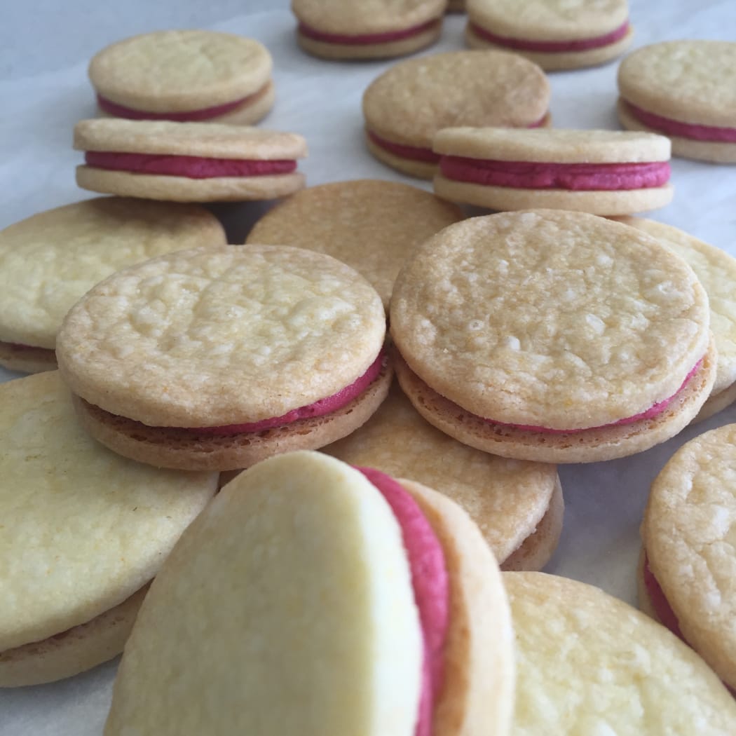 Raspberry Custard Creams.