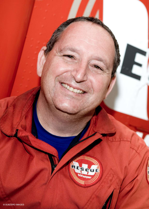 A portrait of Dave Greenberg wearing his Rescue uniform.
