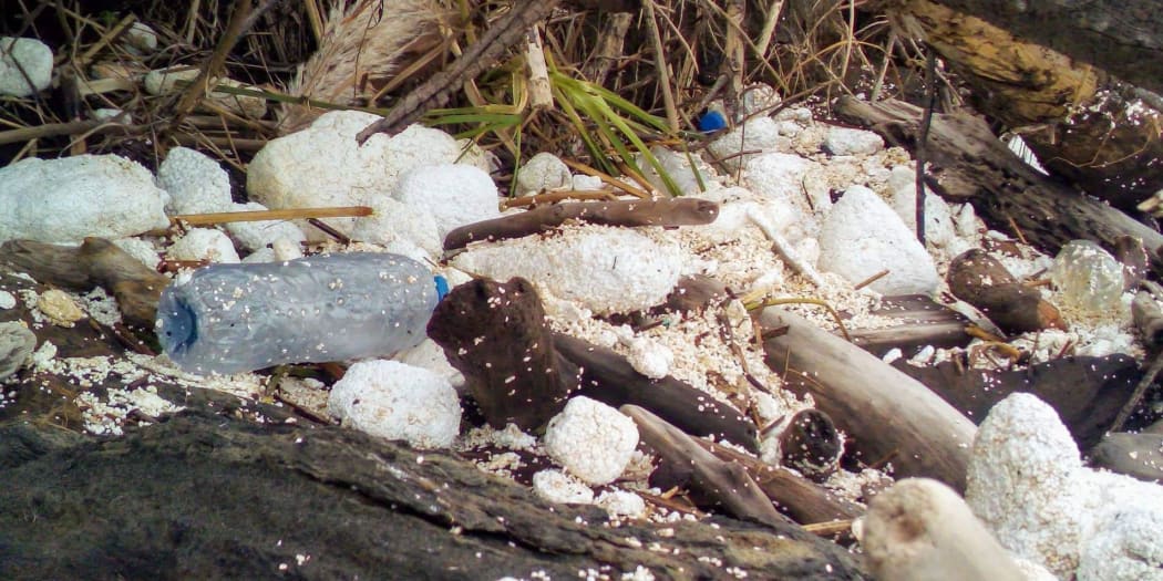 Plastic and other debris at Port Waikato.