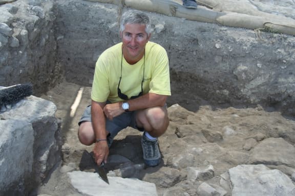 Dr Eric Cline excavating at Megiddo