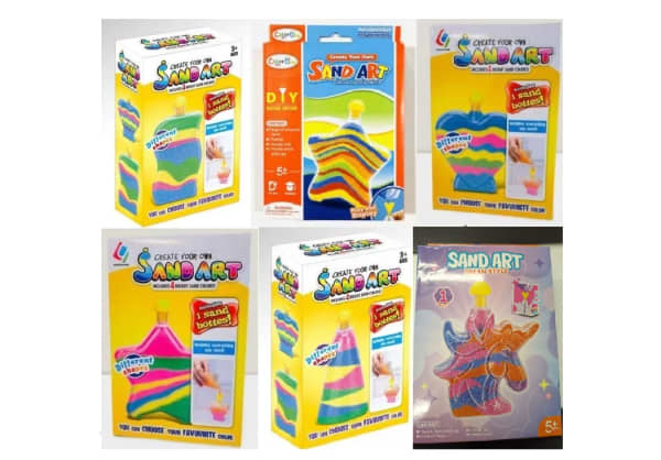 The latest coloured sand products to be recalled over asbestos fears.