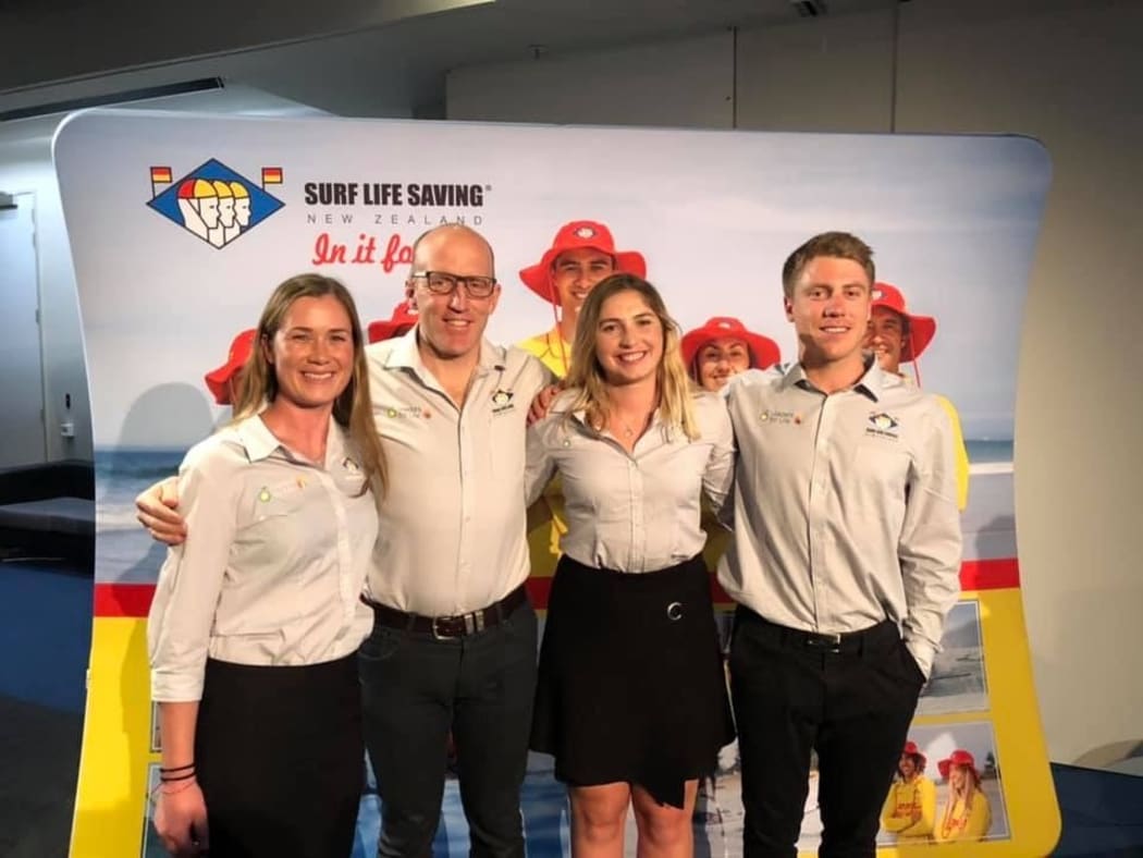 Toni Cranko, third from left, with surf life saving colleagues.