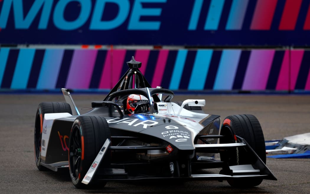 New Zealand driver Mitch Evans competing for Jaguar in Formula E.
