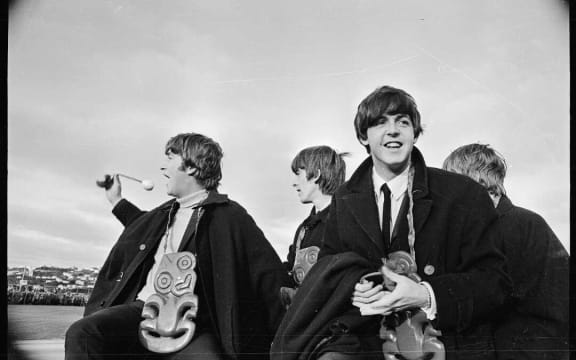 The Beatles at Wellington Airport during their New Zealand tour.