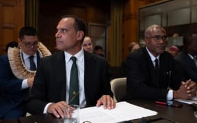 Vanuatu's special envoy for climate and environment Ralph Regenvanu, left.