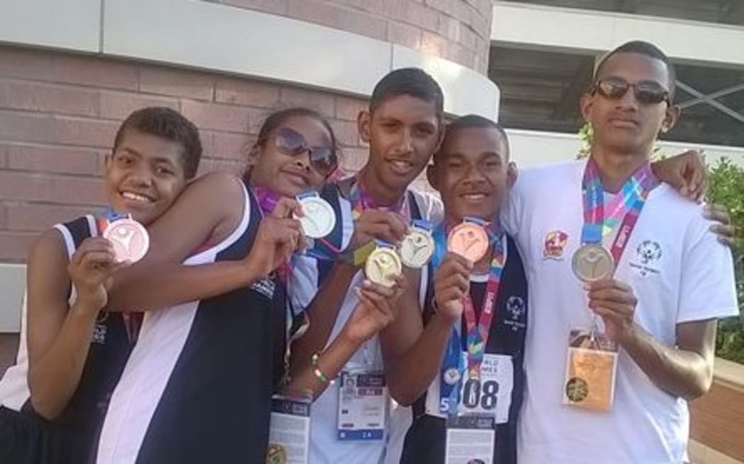 Team Fiji with their medal haul from the Special Olympics