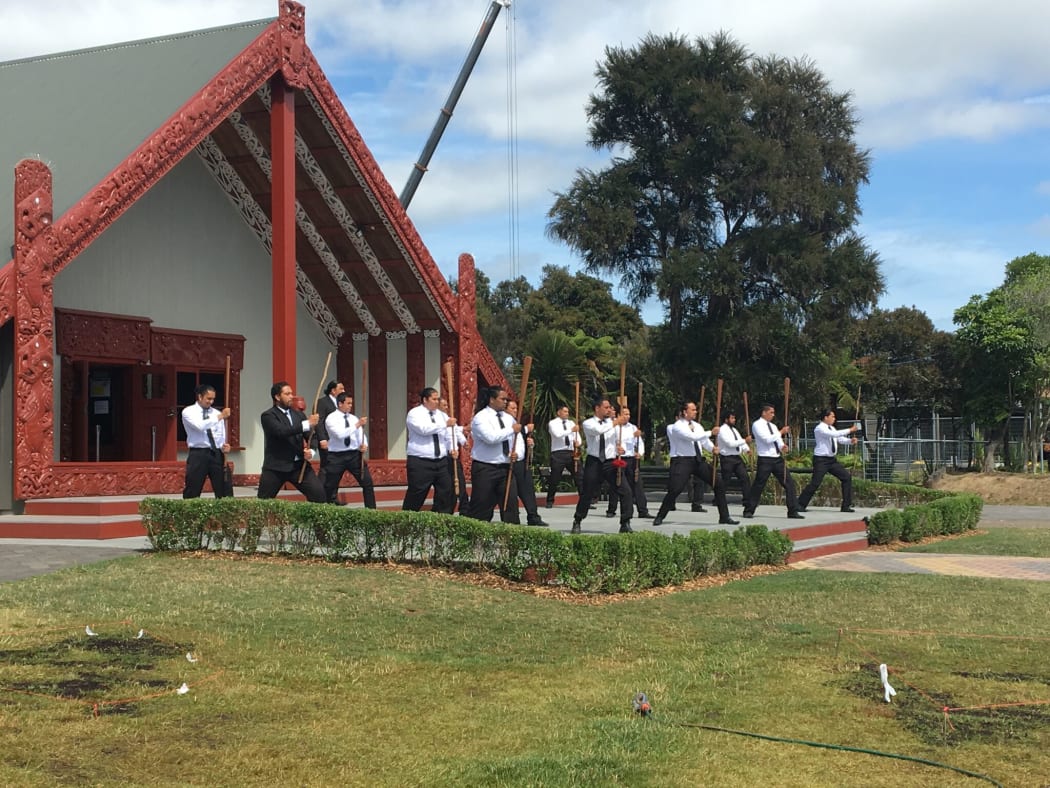 The Haka pōwhiri performed at Rotowhio marae as part of the gathering to honour Clives service and work.