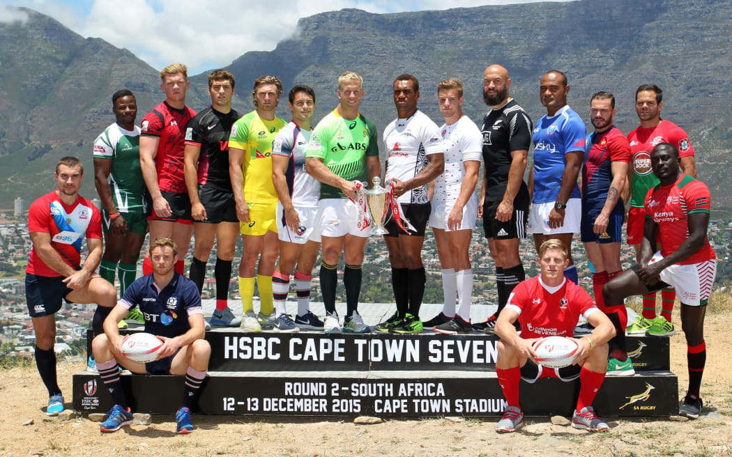 The captains strike a pose ahead of the Cape Town Sevens.