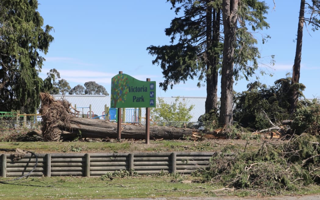 Wind damage in Kaitangata, after severe spring storms, in October, 2025.