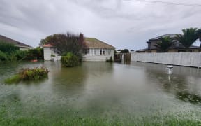 Oakley Creek overflowed in Walmsley Park, Mt albert causing flooding on properties nearby on 9 May, 2023.