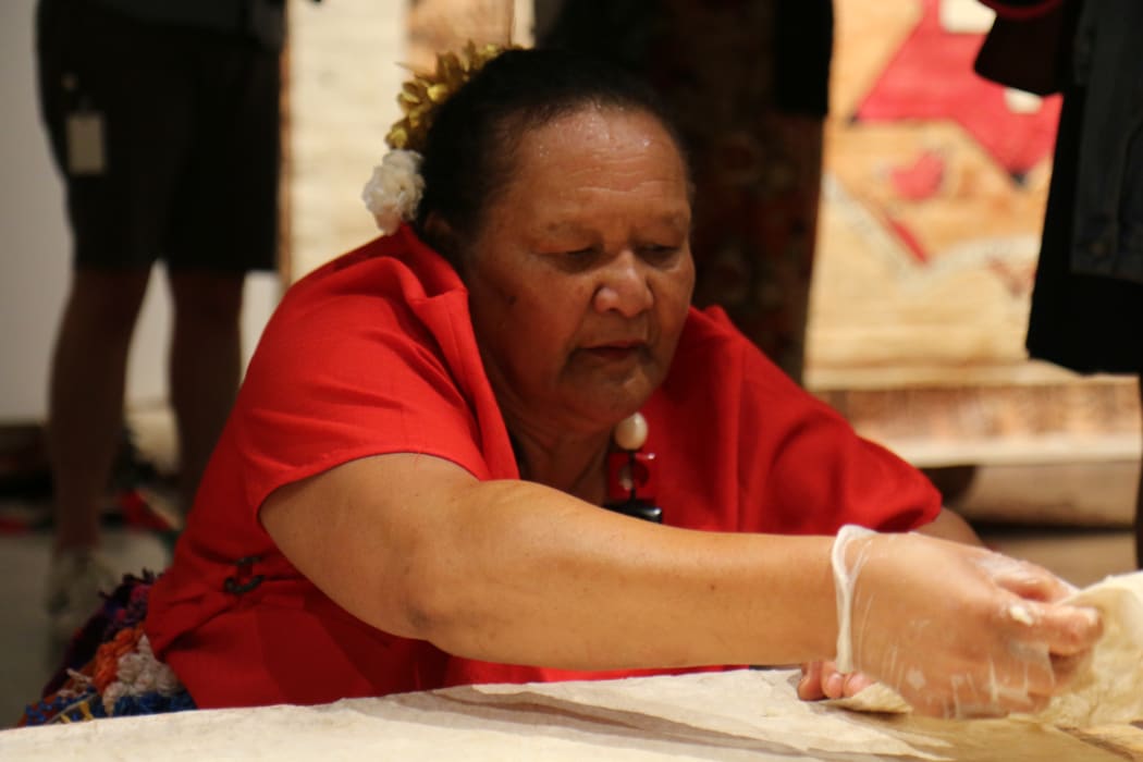 Melesiu Katoa of Tatakamotonga village in the Niua Islands says she is happy to be passing on a lifetime of ngatu making experience to younger generations of Tongans.