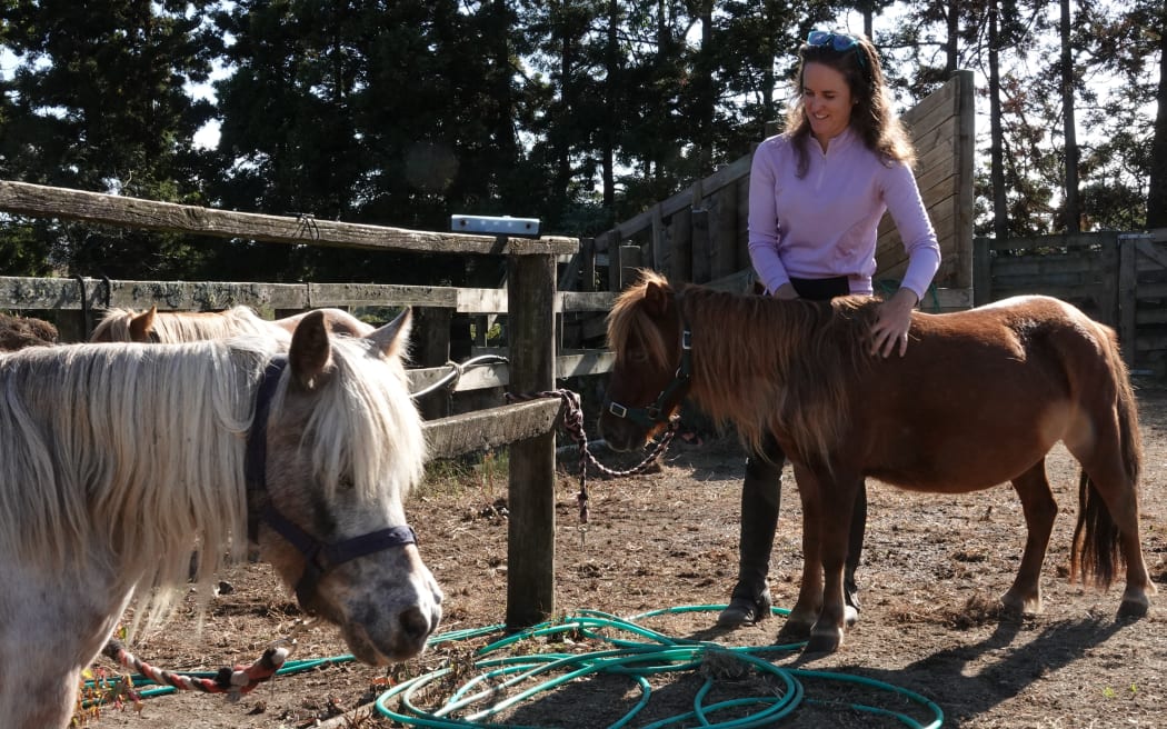 Chloe Phillips-Harris gets Granny Smith, foreground, and speed champion Lady Red ready for this weekend's race.
