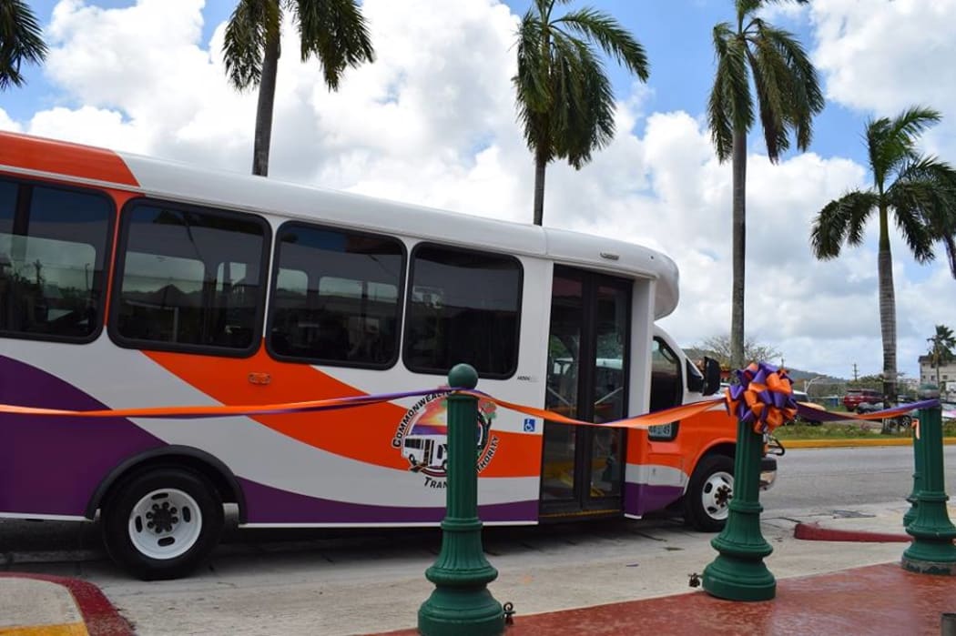 One of the buses that will be used to service the CNMI's first public route