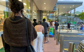 A queue formed outside the Grey Lynn Countdown in Auckland shortly after it was announced the city would be moving to alert level 3