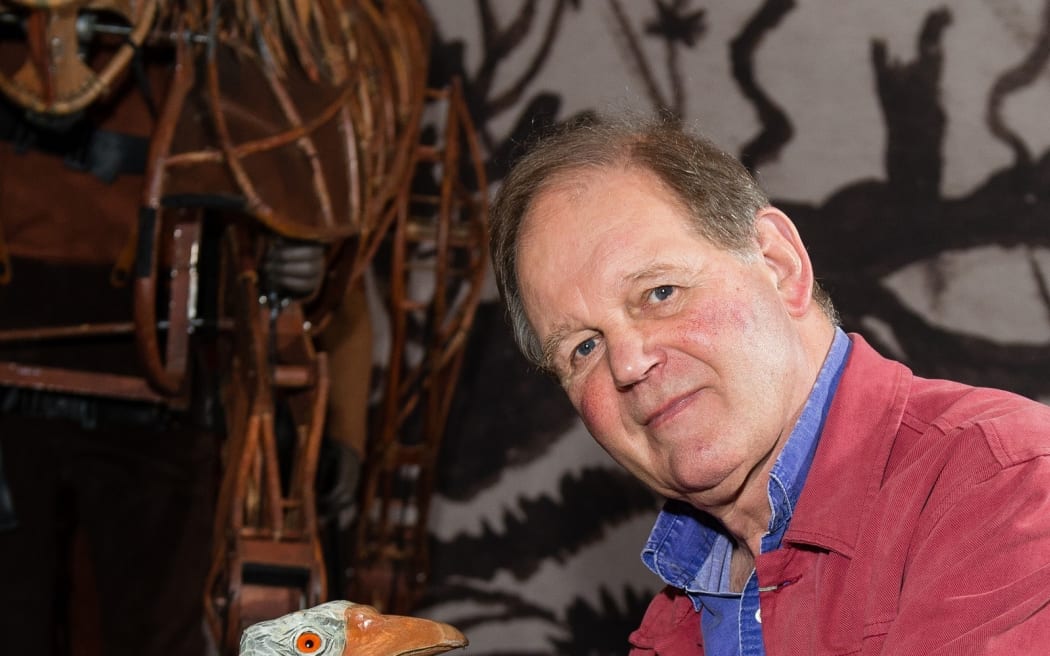 Author Michael Morpurgo, pictured with the goose puppet from the London stage production of War Horse.