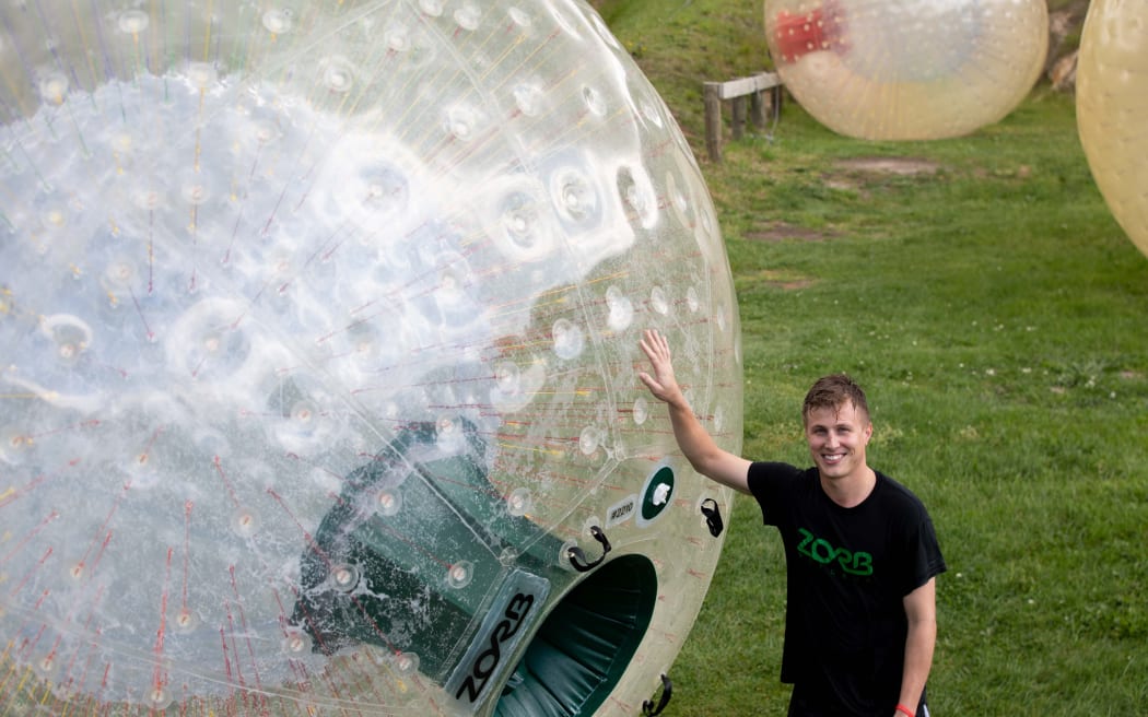 Downhill giant inflatable ball-rolling attraction Zorb in Rotorua