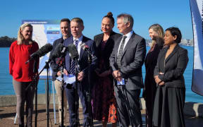 Chris Hipkins, David Parker and Carmel Sepuloni at the announcement of the plan on 6 August.